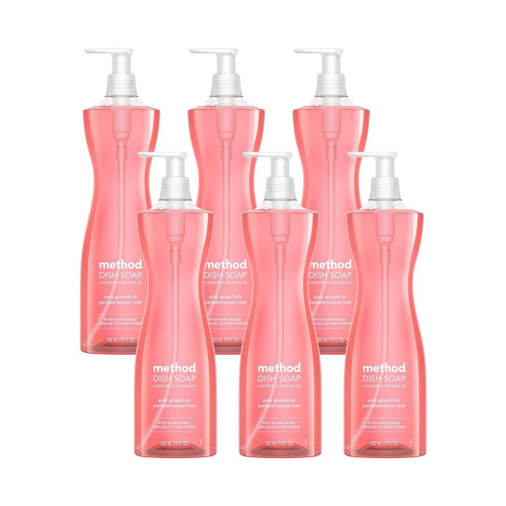 Method Dish Soap, Pink Grapefruit, 18 Ounce, Packaging May Vary (Pack of 6)
