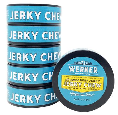 Werner Beef Jerky Chew Pack of 6  Shredded Beef Jerky Tins  Made in the USA
