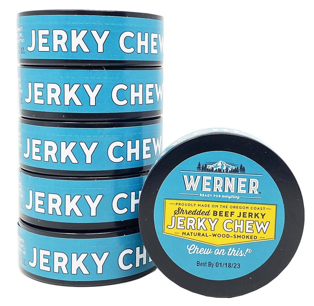 Werner Beef Jerky Chew Pack of 6  Shredded Beef Jerky Tins  Made in the USA