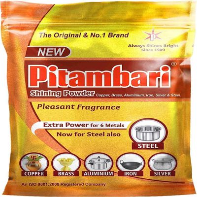 Drops Golden Pitambari Minerals and Emulsifiers Shining Powder for 6 Types of Metals 200 Gram Kitchen Utensil Cleaning Powder