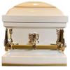 Beautiful White/Gold Casket Gold Hardware White Interior view 1