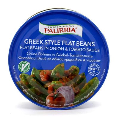 Palirria "Ready to Eat" Greek Style Flat Beans "Fasolakia" in Tomato Sauce