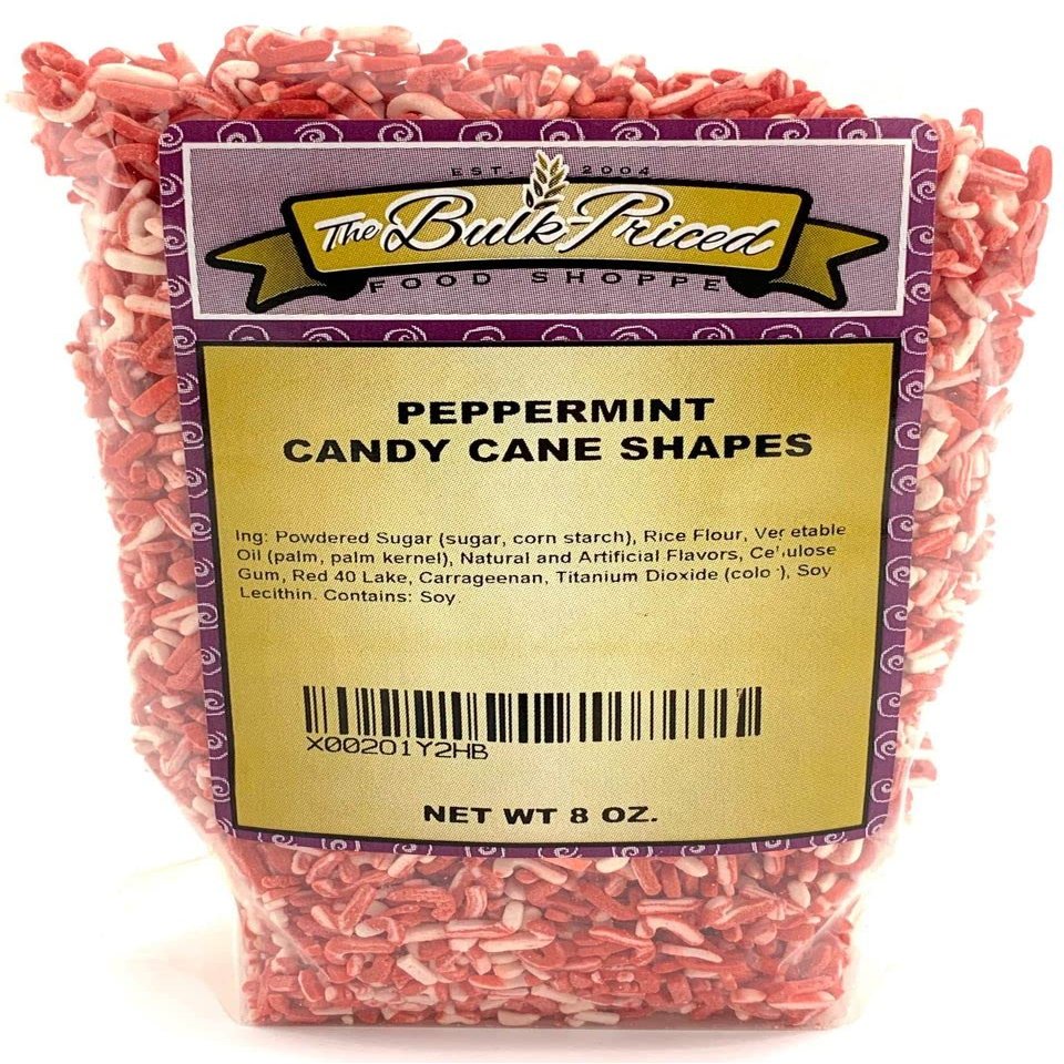 Peppermint Candy Cane Shapes, Bulk Size (8 oz. Resealable Zip Lock Stand Up Bag)