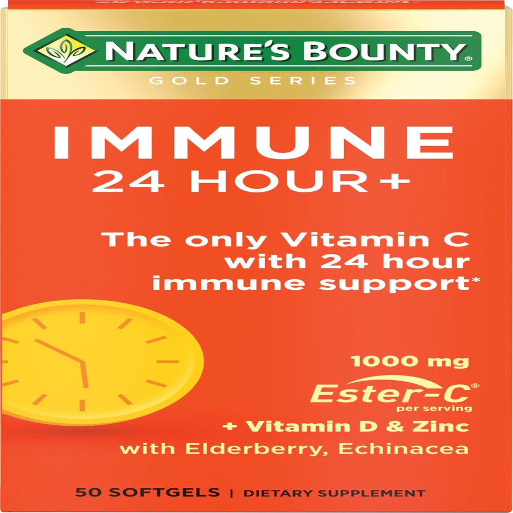 Nature's Bounty Immune 24 Hour +, 2 Softgels per Day, 50 Count