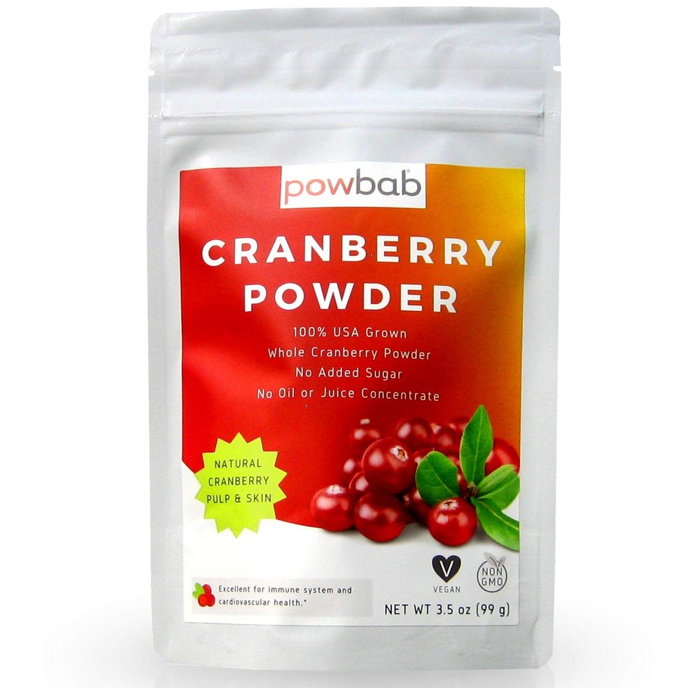 powbab Cranberry Powder from 100% USA Grown Organic Dried Cranberries. No Added Sugar. Pure Fruit, Unsweetened Cranberry. Not Freeze Dried. (3.5 Oz)