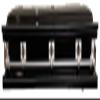 Beautiful Black/Silver Pinstripe 20ga Gasket Casket Silver Hardware White Interior view 2