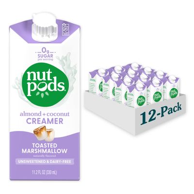 nutpods Toasted Marshmallow Coffee Creamer - Unsweetened Non Dairy Creamer Made from Almonds and Coconuts - Keto Creamer, Whole30, Gluten Free, Non-GMO, Vegan, Sugar Free, Kosher (12-Pack)