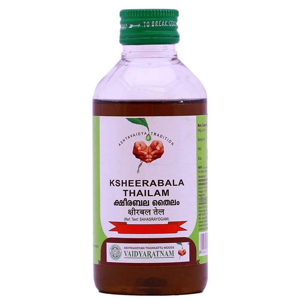 VAIDYARATNAM Ksheerabala Thailam -200 ML (Pack Of 2)| Ayurvedic Products | Ayurveda Products | Vaidyaratnam Products