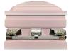 Oversized 29IN Pink/White Casket Silver Hardware White Interior view 1