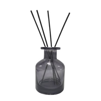 1PCS 150ml/5oz Empty Refillable Glass Diffuser Bottle Exquisite Essential Oils Container for DIY Replacement Aromatherapy Diffuser Sticks Sets Essential Oils Crafts Decor(Grey)