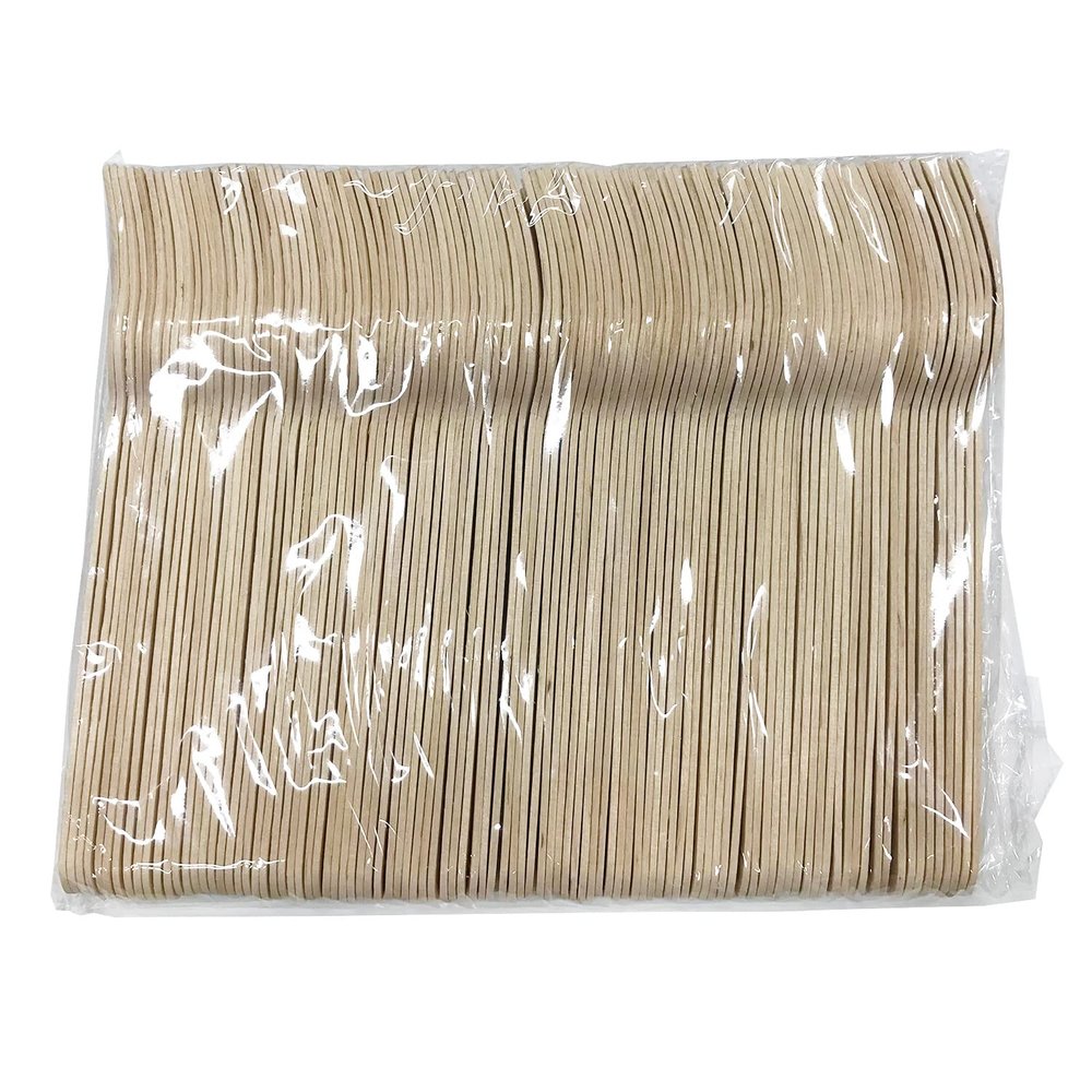 00653698 Disposable Forks, Nakamura Wooden Forks, 6.3 inches (160 mm), Naked, 100 Pieces, 50 Bags