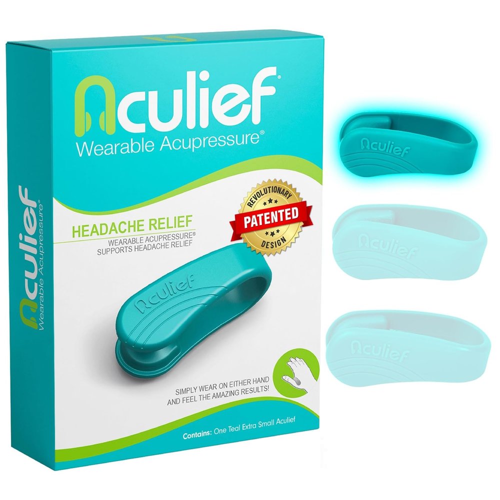 Aculief Acupressure Hand Clip - Stress Management & Hand Pressure Point Clip - On-the-Go Stress Support & Nurse Essentials - Cooling Face Ice Pack & Cold Eye Mask - X-Small, Teal