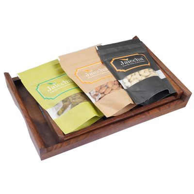 Jaiccha Ghasitaram Mother's Day Gifts - Set of 2 Striped Wooden Trays Cashews,Almonds and Raisins |Diwali,Holi,Rakhi,Valentine,Christmas,Birthday,Anniversary,Gift for Her,Him,Mothers Day,Fathers Day|