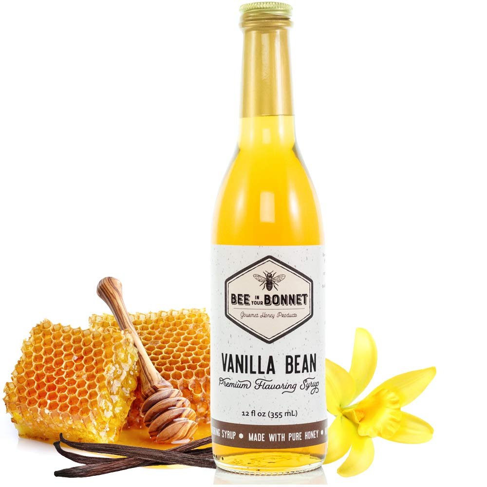 Bee in Your Bonnet Premium Flavoring Syrup - Made with Real Honey & Natural Ingredients - Perfect for Coffee Flavoring, Cocktails & Drinks - Vanilla Bean Flavoring - 12 Ounce Bottle