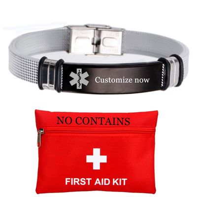 Stainless Steel Mesh Medical Alert Bracelet for Men Women Personalized Custom Engraved ID Bracelets,Choose Your Type