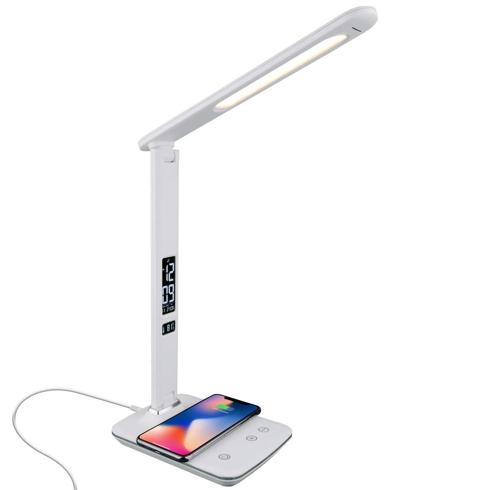 Theralite Carex Radiance Bright Light Therapy Sun Lamp, 10000 LUX Therapy Lamp, LED Bright White Light with Adjustable Brightness, Alarm Clock, Wireless Charging Station, USB Port, White