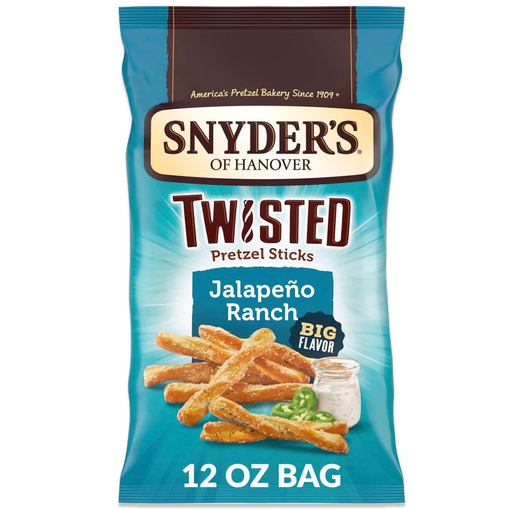 Snyder's of Hanover, Jalapeno Ranch Twisted Pretzel Sticks, 12 Oz Bag (Pack of 12)
