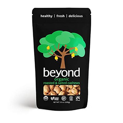 Beyond Organic Roasted & Salted Cashews, 3.5 oz Bag Snack Pack - Individually Packed Snacks On The Go - Non-GMO, Fairtrade