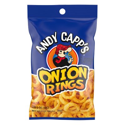 Andy Capp's Beer Battered Onion Rings Baked Oat and Corn Snacks, 2 oz