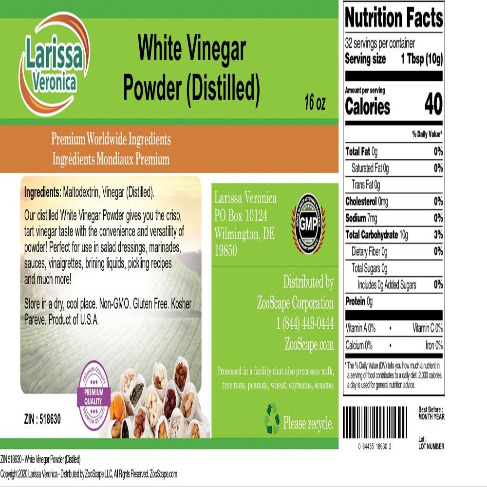White Vinegar Powder (Distilled) (16 oz, ZIN: 518630)