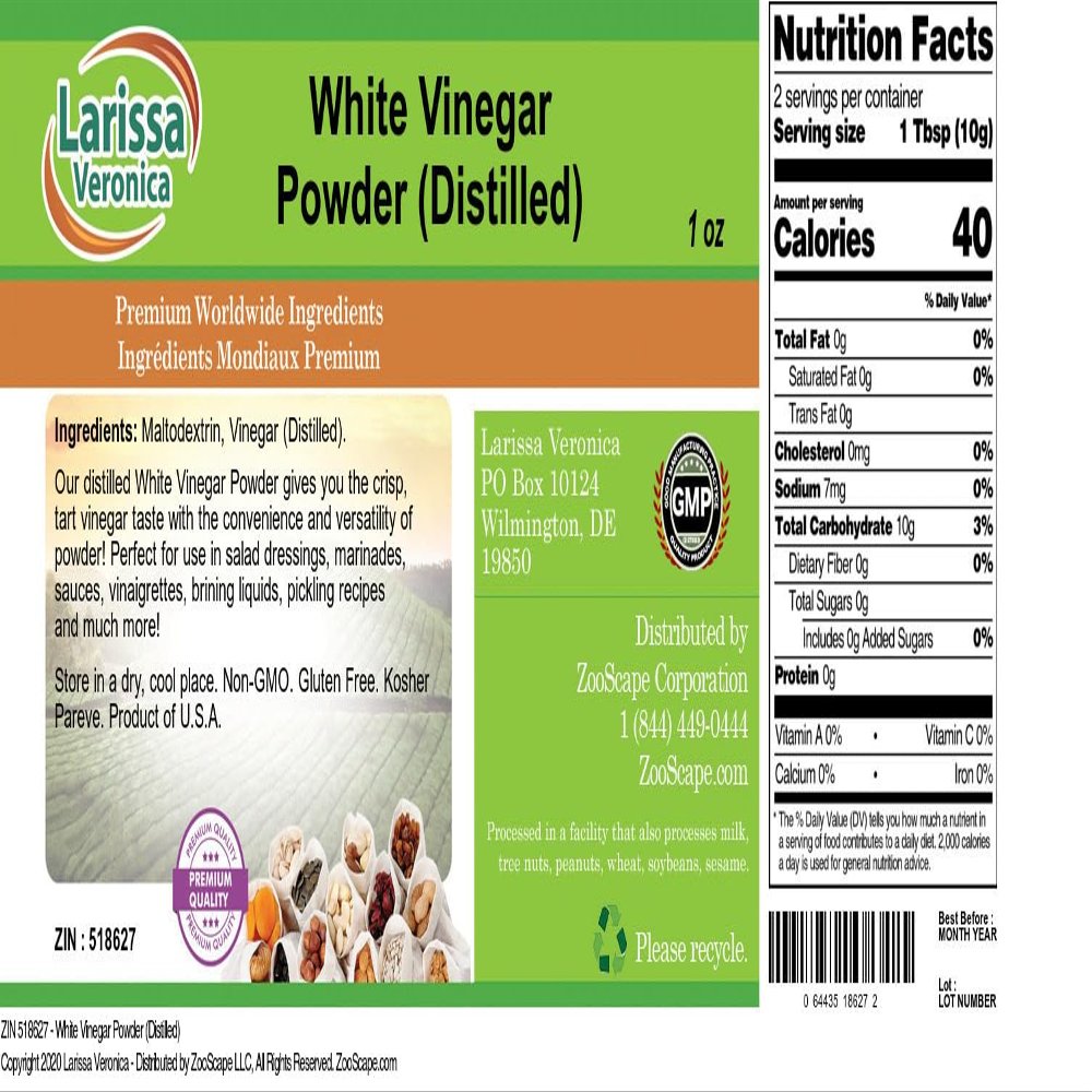 White Vinegar Powder (Distilled) (1 oz, ZIN: 518627)