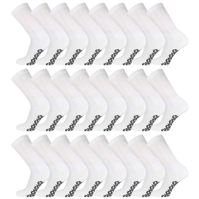 24 Pairs of Men's Extra Large Cotton Non-Skid Diabetic King Size Crew Socks, Non Binding Top Therapeutic Cotton Gripper Socks (White, Shoe Size 12-14.5 US)