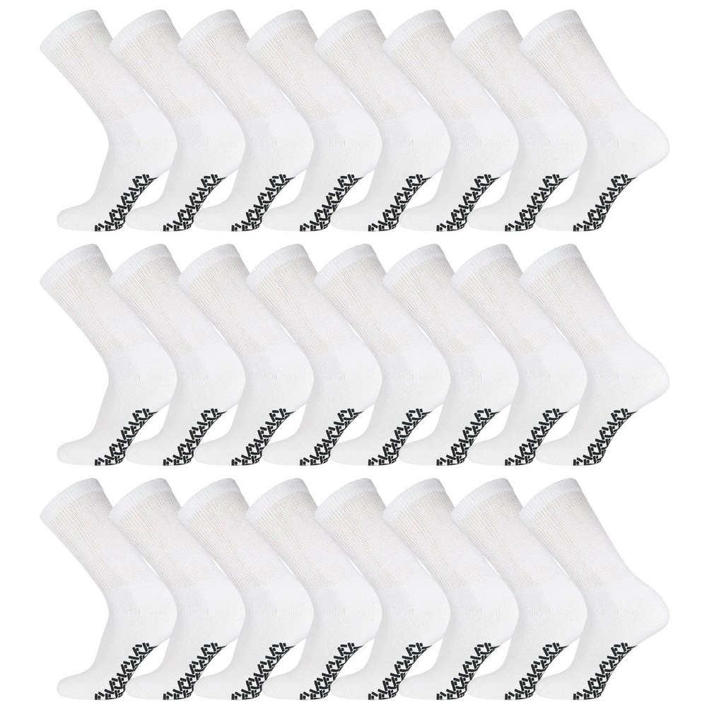 24 Pairs of Men's Extra Large Cotton Non-Skid Diabetic King Size Crew Socks, Non Binding Top Therapeutic Cotton Gripper Socks (White, Shoe Size 12-14.5 US)