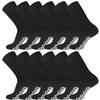 12 Pairs of Men's Extra Large Cotton Non-Skid Diabetic King Size Crew Socks, Non Binding Top Therapeutic Cotton Gripper Socks (Black, Shoe Size 12-14.5 US) view 1
