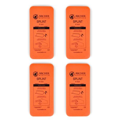 Archer MedTech Universal Finger Splint  2" x 4.5" Moldable Aluminum First Aid Splint for Injury Immobilization  Lightweight, Durable, Reusable, Compact Support  Pack of 4