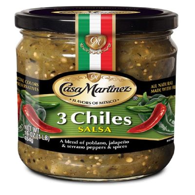 Casa Martinez Salsa 3 Chiles - 16 OZ (Pack of 2)