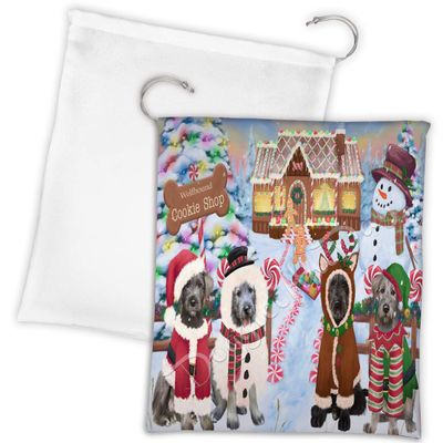 Holiday Gingerbread Cookie Wolfhound Dogs Shop Drawstring Laundry or Gift Bag LGB48650