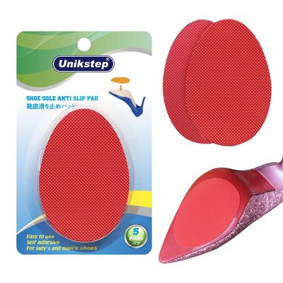 Unikstep 5 Pairs Shoe Sole Anti Slip Grips, Non Skid Self Adhesive Rubber Pads, Shoe Bottom and Heel Noise Reduction Stickers and Protectors (Red)