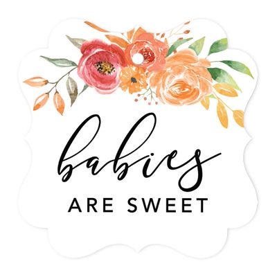 Andaz Press Autumn Fall Watercolor Baby Shower Party Collection, Fancy Frame Gift Tags, Babies are Sweet, Autumn Floral Bouquet Graphic Design, 24-Pack