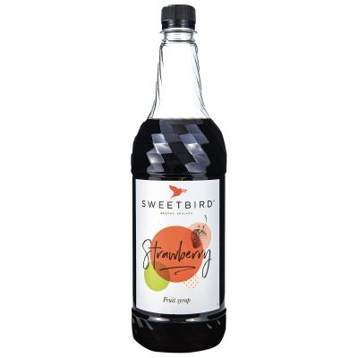Sweetbird Strawberry Flavored Syrup 1 Liter (Vegan, GMO Free, All Natural)