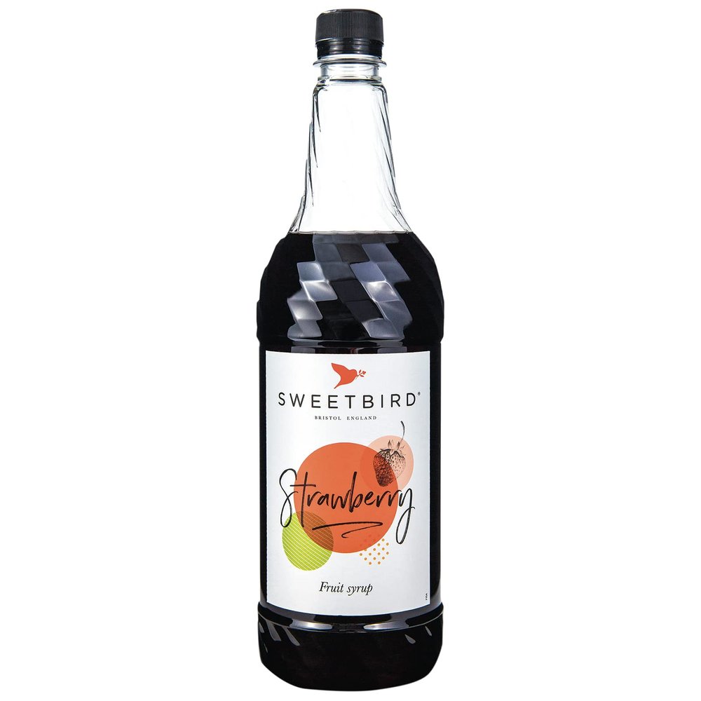 Sweetbird Strawberry Flavored Syrup 1 Liter (Vegan, GMO Free, All Natural)