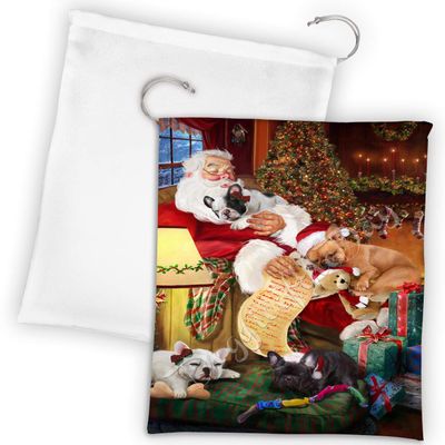 Doggie of the Day Santa Sleeping with French Bulldog Dogs Drawstring Laundry or Gift Bag LGB48810