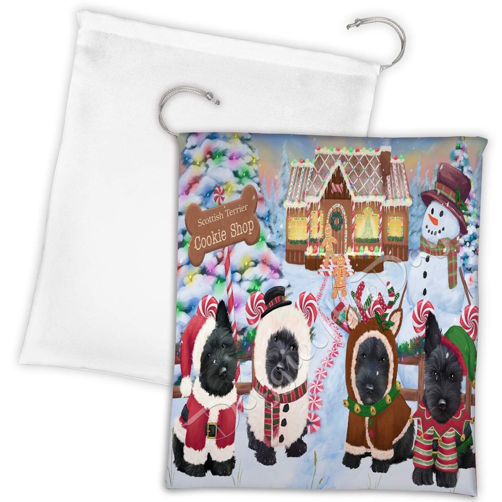 Doggie of the Day Holiday Gingerbread Cookie Scottish Terrier Dogs Shop Drawstring Laundry or Gift Bag LGB48630
