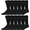 12 Pairs of Men's Cotton Diabetic Neuropathy Crew Socks (Black, Shoe Size 8-11 US) view 1