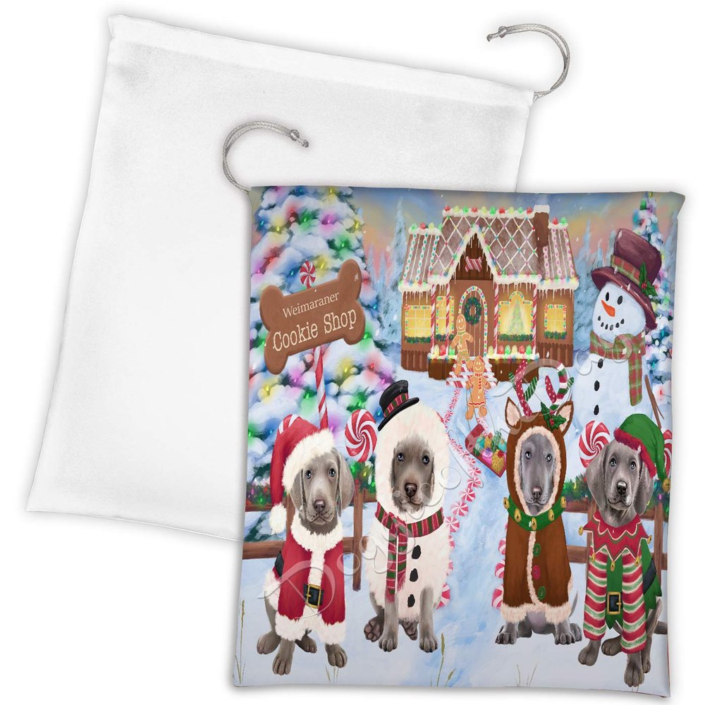 Holiday Gingerbread Cookie Weimaraner Dogs Shop Drawstring Laundry or Gift Bag LGB48646