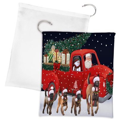 Doggie of the Day Christmas Express Delivery Red Truck Running Belgian Malinois Dogs Drawstring Laundry or Gift Bag LGB48877