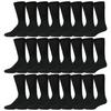 24 Pairs of Men's Extra Large Cotton Diabetic Neuropathy King Size Crew Socks (Black, Shoe Size 12-14.5 US) view 1