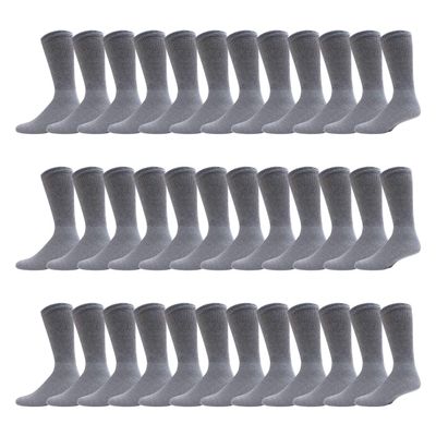 60 Pairs of Men's Cotton Diabetic Neuropathy Crew Socks (Grey, Shoe Size 8-11 US)
