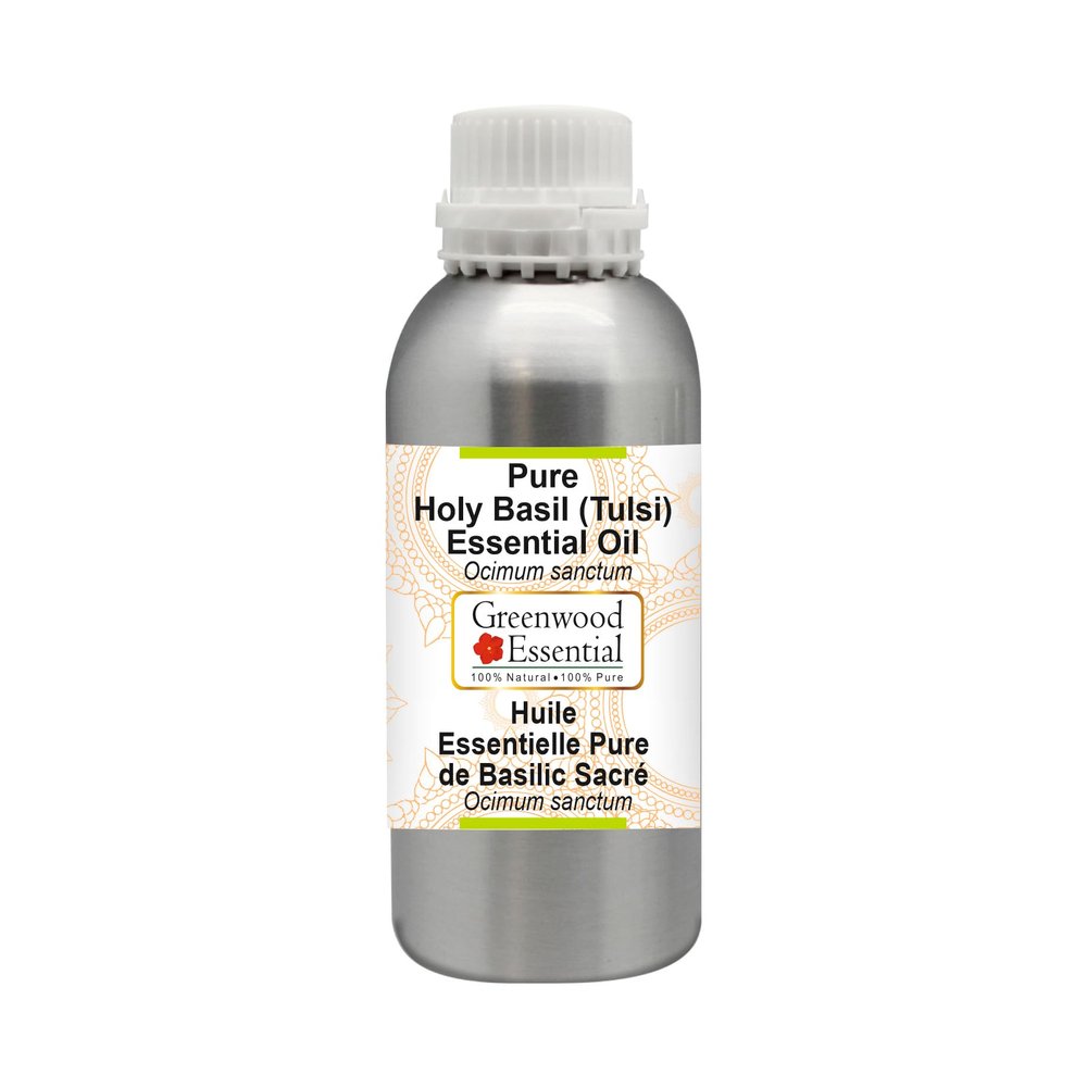 Greenwood Essential Pure Holy Basil Essential Oil (Ocimum Sanctum) Steam Distilled 300ml (10 oz)