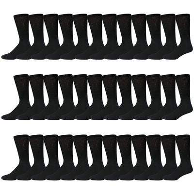 120 Pairs of Men's Cotton Diabetic Neuropathy Crew Socks (Black, Shoe Size 8-11 US)
