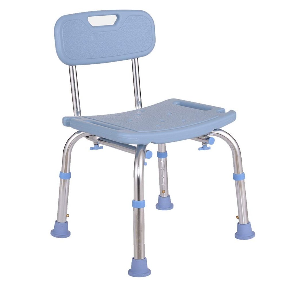 RTY-BY Shower Stool 150kg, Bath Seat with Backrest, Shower Chairs and Benches Bathtub Seat for Elderly, Senior, Handicap & Disabled, Adjustable Hight Non-Slip Design, Blue