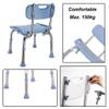 RTY-BY Shower Stool 150kg, Bath Seat with Backrest, Shower Chairs and Benches Bathtub Seat for Elderly, Senior, Handicap & Disabled, Adjustable Hight Non-Slip Design, Blue view 3