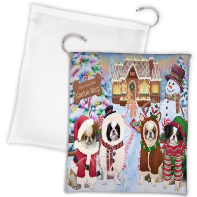 Doggie of the Day Holiday Gingerbread Cookie Japanese Chin Dogs Shop Drawstring Laundry or Gift Bag LGB48608