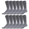 12 Pairs of Men's Extra Large Cotton Diabetic Neuropathy King Size Crew Socks (Grey, Shoe Size 12-14.5 US) view 1