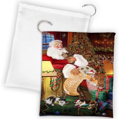 Santa Sleeping with Miniature Pinscher Drawstring Laundry or Gift Bag LGB48826