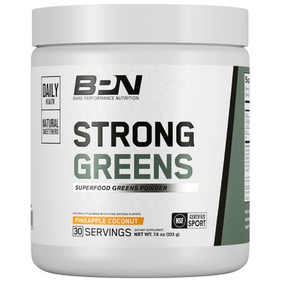 BARE PERFORMANCE NUTRITION, BPN Strong Greens Superfood Powder, Improved Digestion, Increased Energy, Immune System Support, Pineapple Coconut